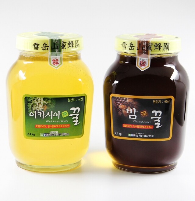 농업회사법인 설악산허니팜(주),설악산허니팜 벌꿀세트4호 [아카시아꿀 2.4kg + 밤꿀 2.4kg]