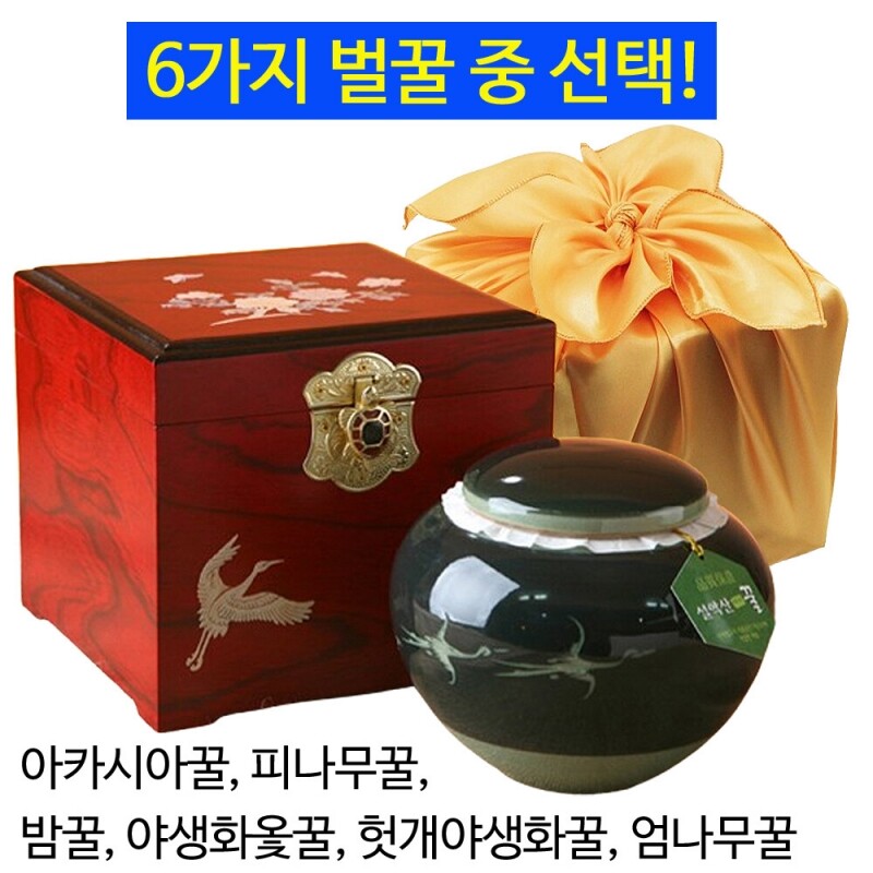 강원더몰,설악산허니팜 도자기꿀 9호 고가구 흑자운학(벌꿀선택_2.4kg)
