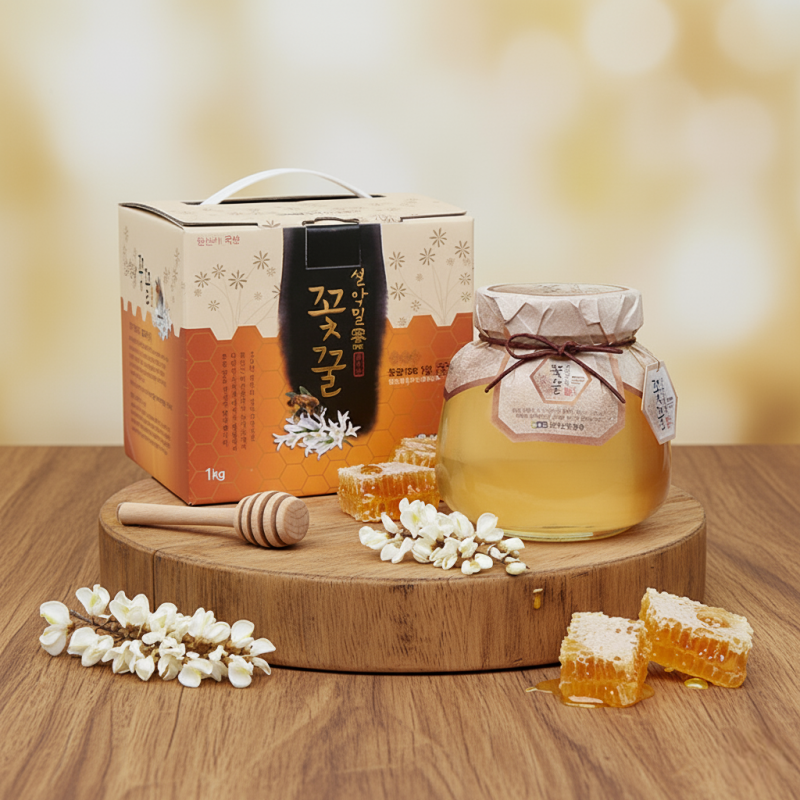 농업회사법인 설악산허니팜(주),(강원)_[설악산허니팜 꽃꿀100%] 아카시아 꿀단지1.0kg